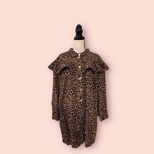 NOISEY MAY || DENIM SHIRT DRESS WITH RUFFLES